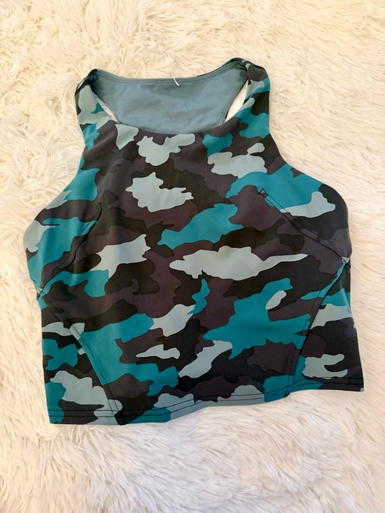 lululemon athletica Tops - Lululemon Athletica Camo Cropped Tank Teal Green Black Gray Sz 8 Athleisure Gym
